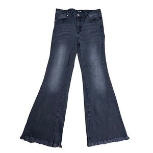 Black Label Womens Black Flare Jeans Size 30 Raw Hem Bell Bottom Flare